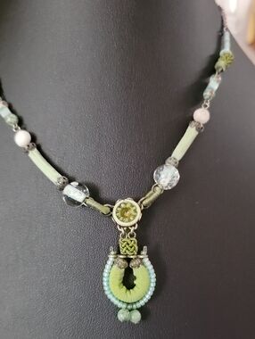 Ayala Bar Mint Green Beaded Pendant Necklace - Unbranded